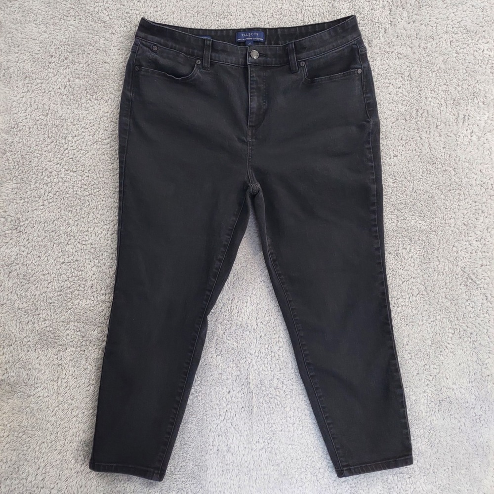Talbots Jegging Crop Jeans Women's 14 Black Simply Flattering‎ High Rise Stretch